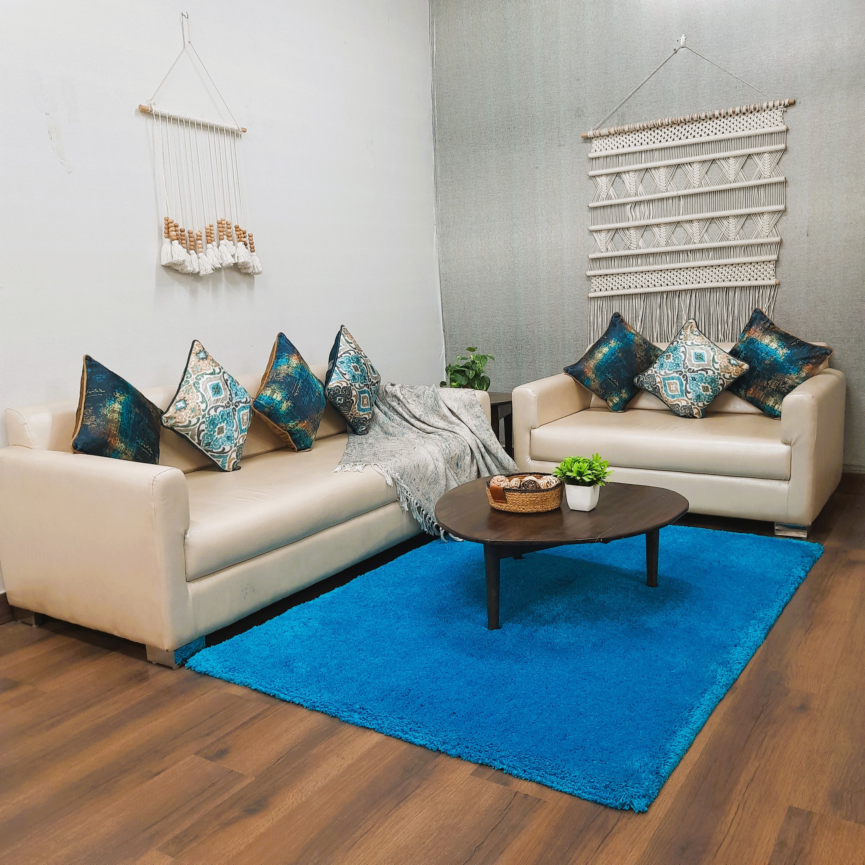 Avioni Home Atlas Collection - Microfiber Carpet In Plain Turquoise | Soft, Easy to Clean