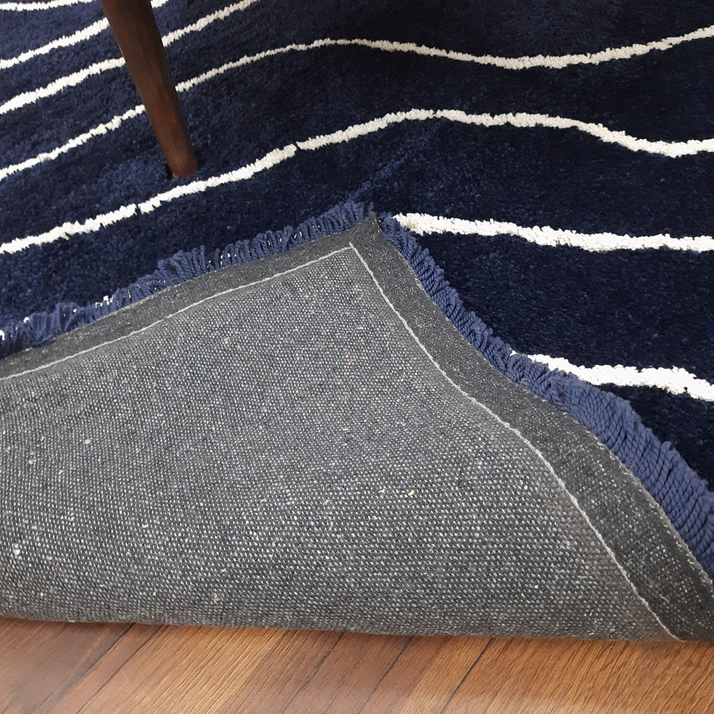 Avioni Home Atlas Collection - Plush Soft Washable Wave Design Carpet In Navy Blue & White| Soft, Carpet Backing, Easy to Clean