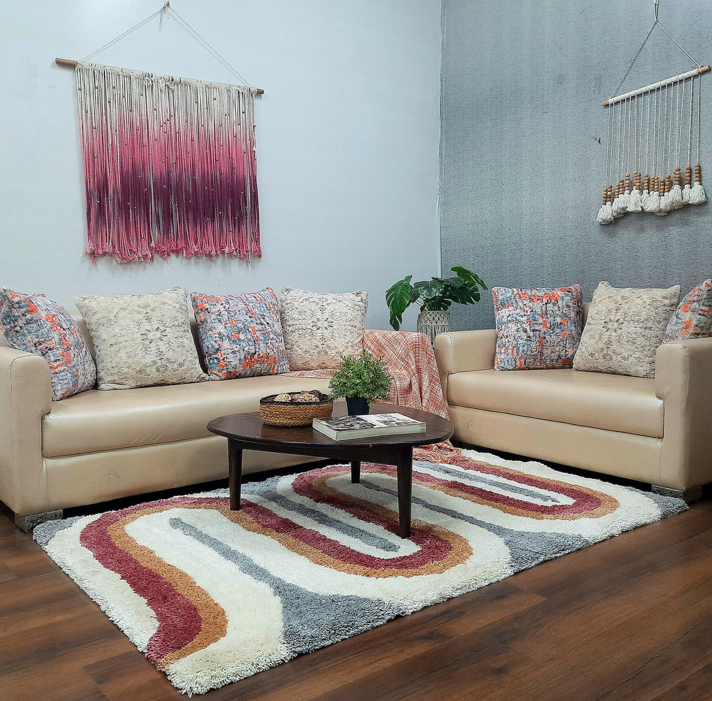 Avioni Home Atlas Collection - Plush Soft Washable Carpet with Retro Wave Design in Multi Color| Soft, Easy to Clean