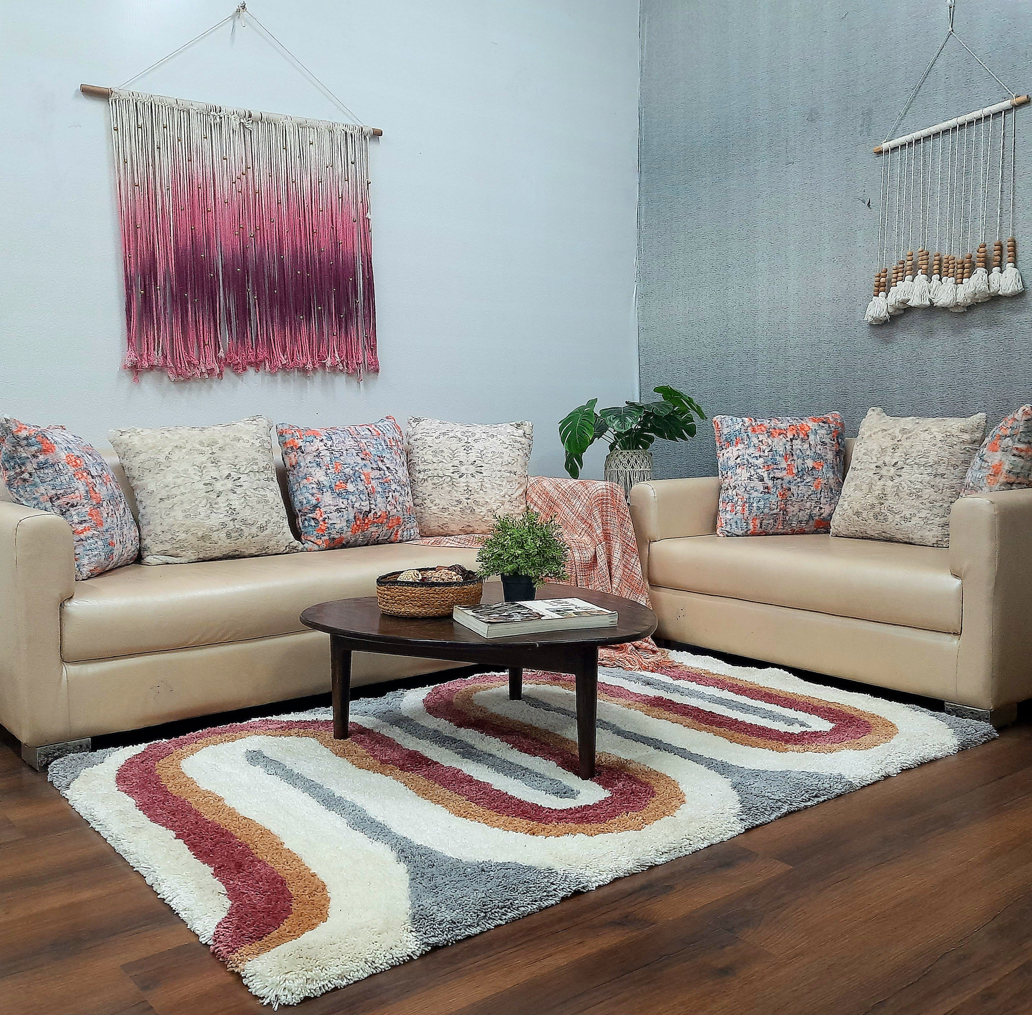 Avioni Home Atlas Collection - Plush Soft Washable Carpet with Retro Wave Design in Multi Color| Soft, Easy to Clean