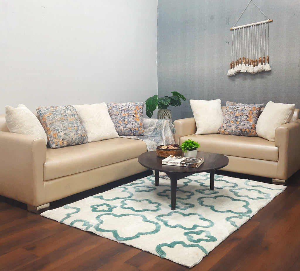 Avioni Home Atlas Collection - Plush Soft Washable Carpet In Aqua Blue & Ivory| Soft, Easy to Clean