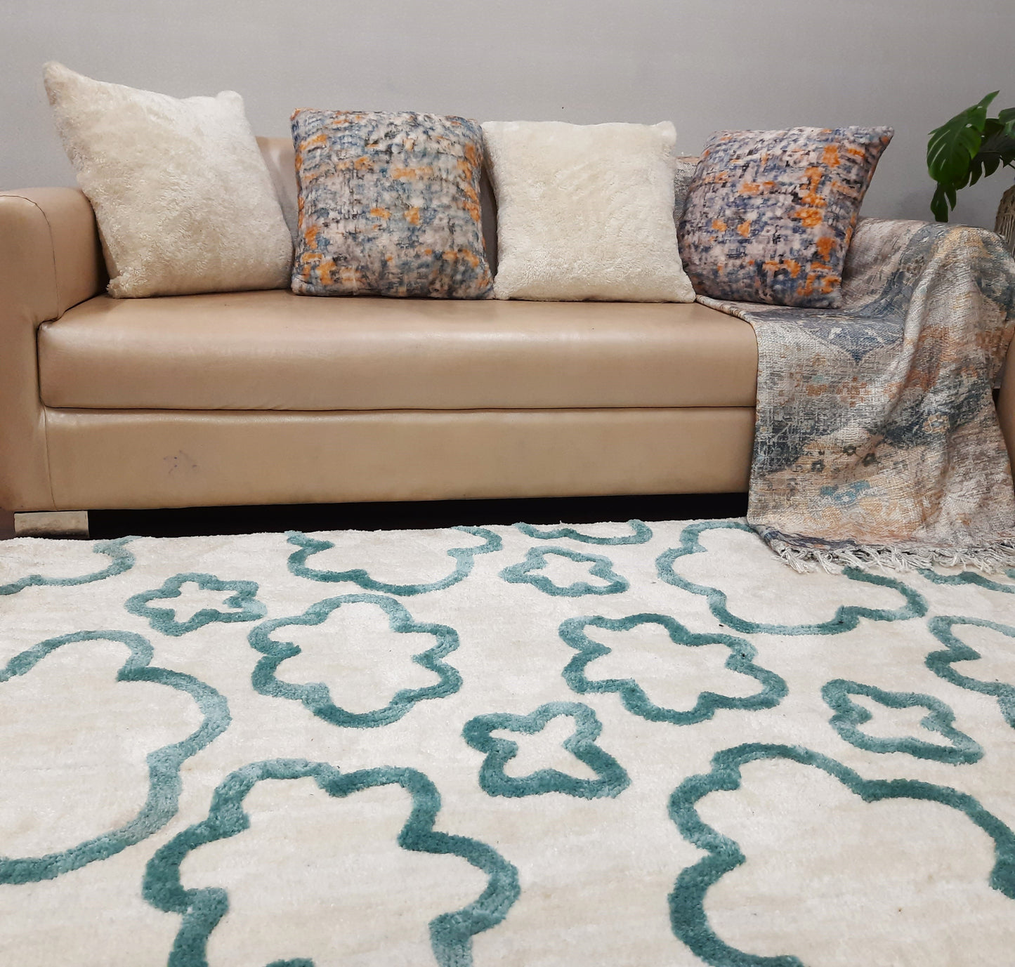 Avioni Home Atlas Collection - Plush Soft Washable Carpet In Aqua Blue & Ivory| Soft, Easy to Clean