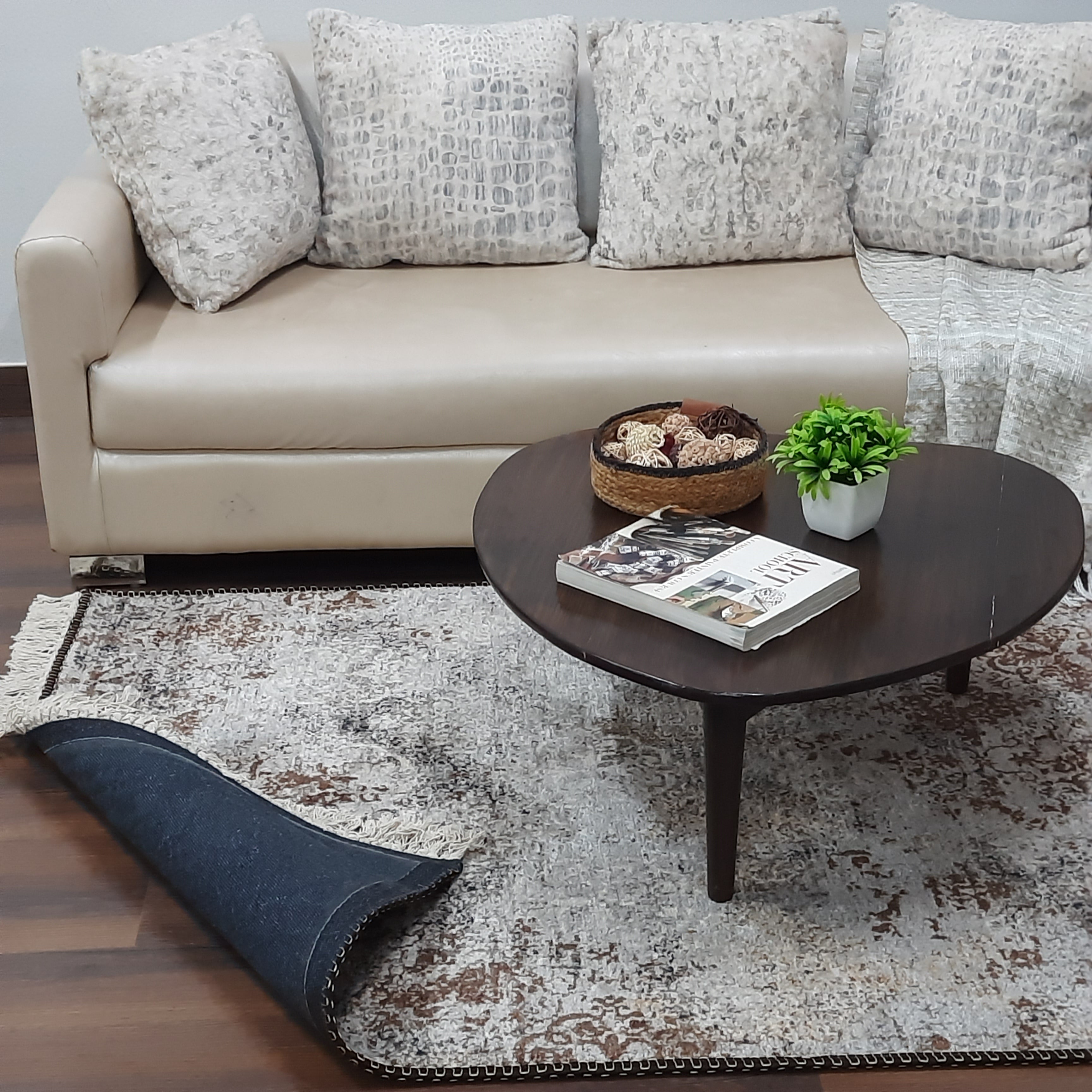 Avioni Faux Silk Carpet for a Stylish and Modern Living Room Abstract Vintage theme | Durable and Washable