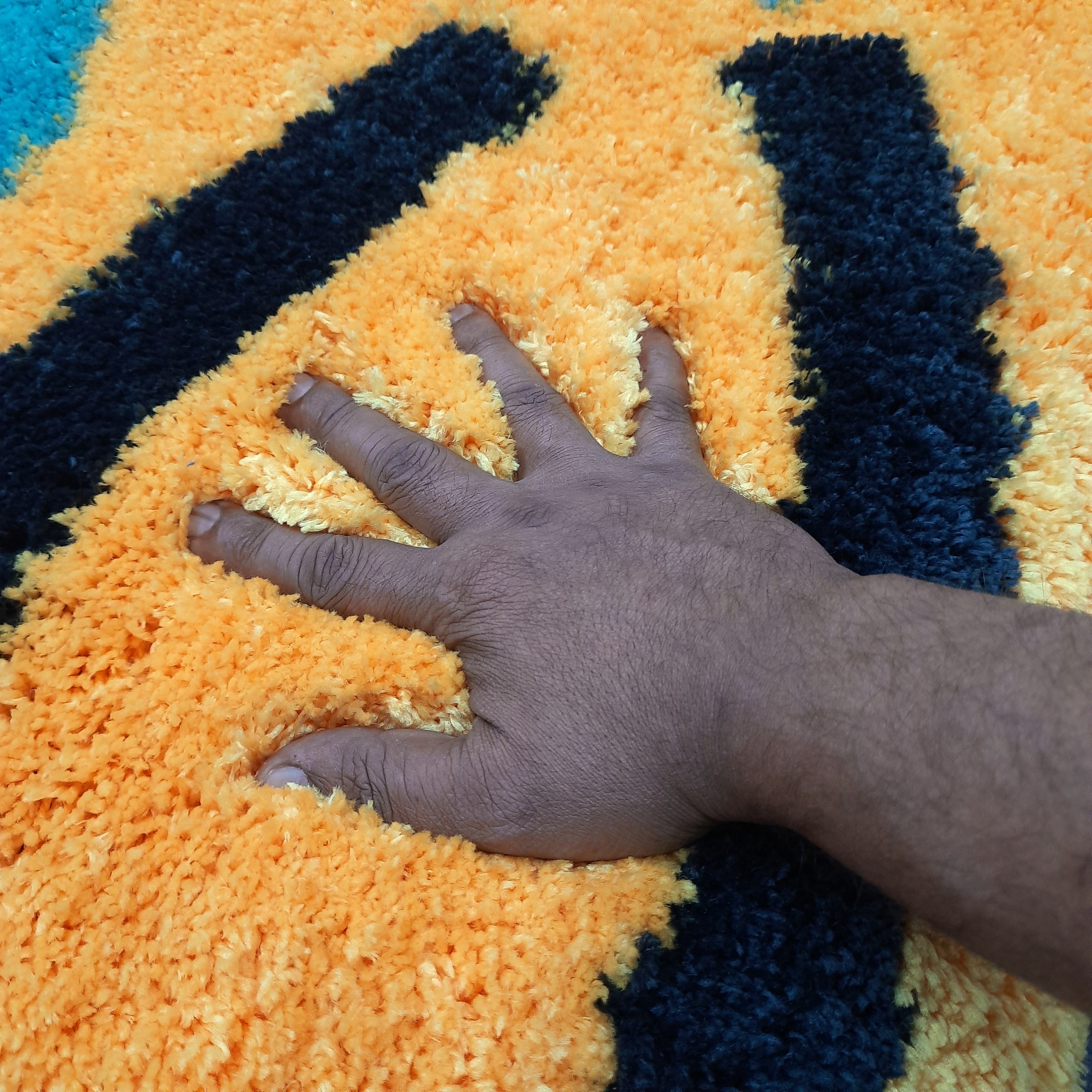 Plush Premium Shaggy Golden Yellow Base & Multi Colour With Modern Design /Bedside Runners by Avioni Home