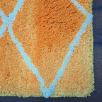 Plush Premium Shaggy Yellow Carpet With White Moroccan Design /Bedside Runners by Avioni Home