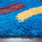Plush Premium Shaggy Blue Base & Multi Colour With Modern Design /Bedside Runners by Avioni Home