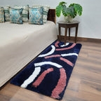 Plush Premium Shaggy Blue Charcoal Base & Multi Colour With Modern Design /Bedside Runners by Avioni Home