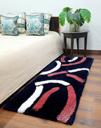 Plush Premium Shaggy Blue Charcoal Base & Multi Colour With Modern Design /Bedside Runners by Avioni Home