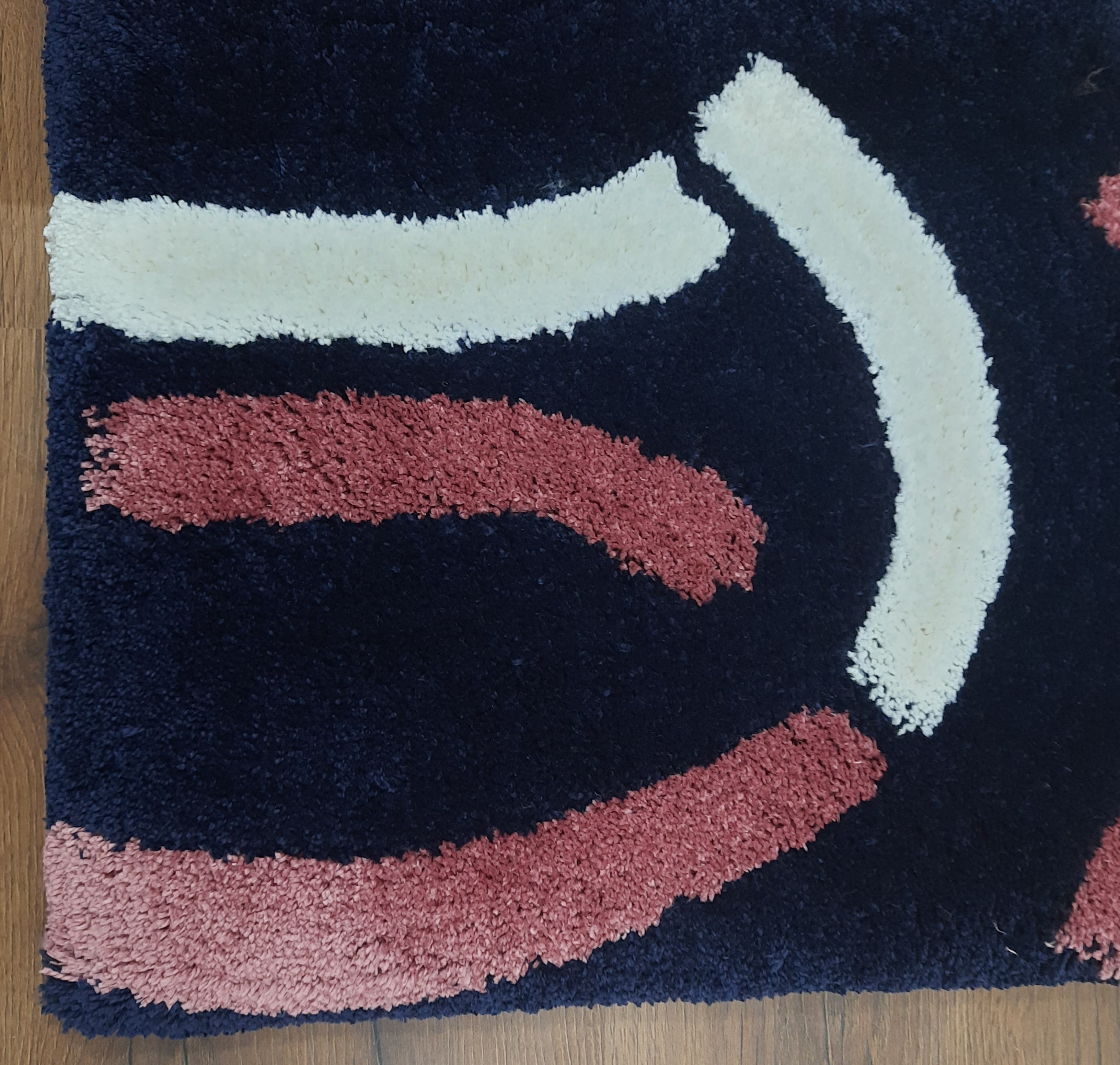 Plush Premium Shaggy Blue Charcoal Base & Multi Colour With Modern Design /Bedside Runners by Avioni Home