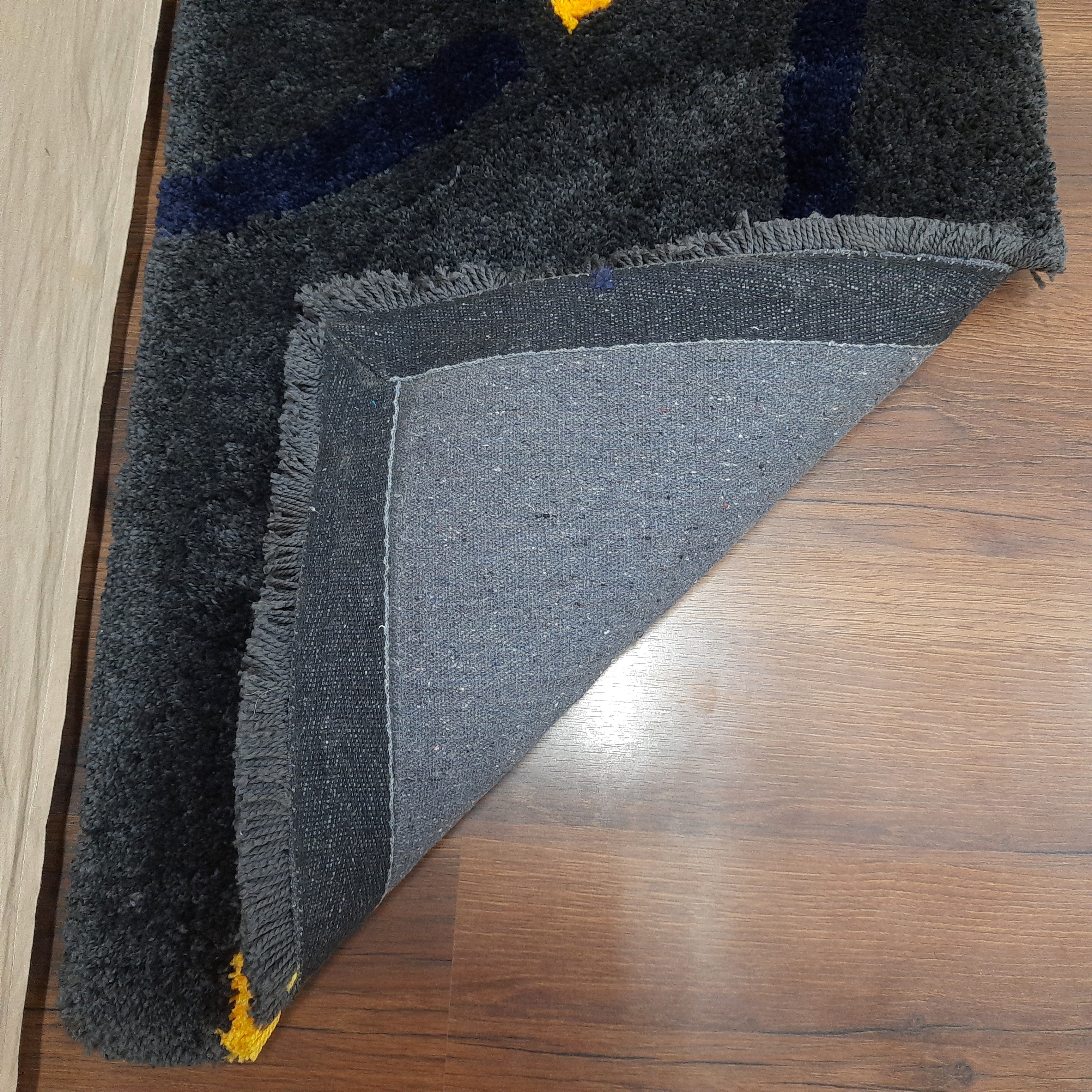 Plush Premium Shaggy Black Pearl Base & Multi Colour With Modern Design /Bedside Runners by Avioni Home