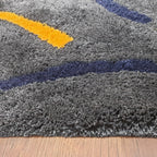 Plush Premium Shaggy Black Pearl Base & Multi Colour With Modern Design /Bedside Runners by Avioni Home