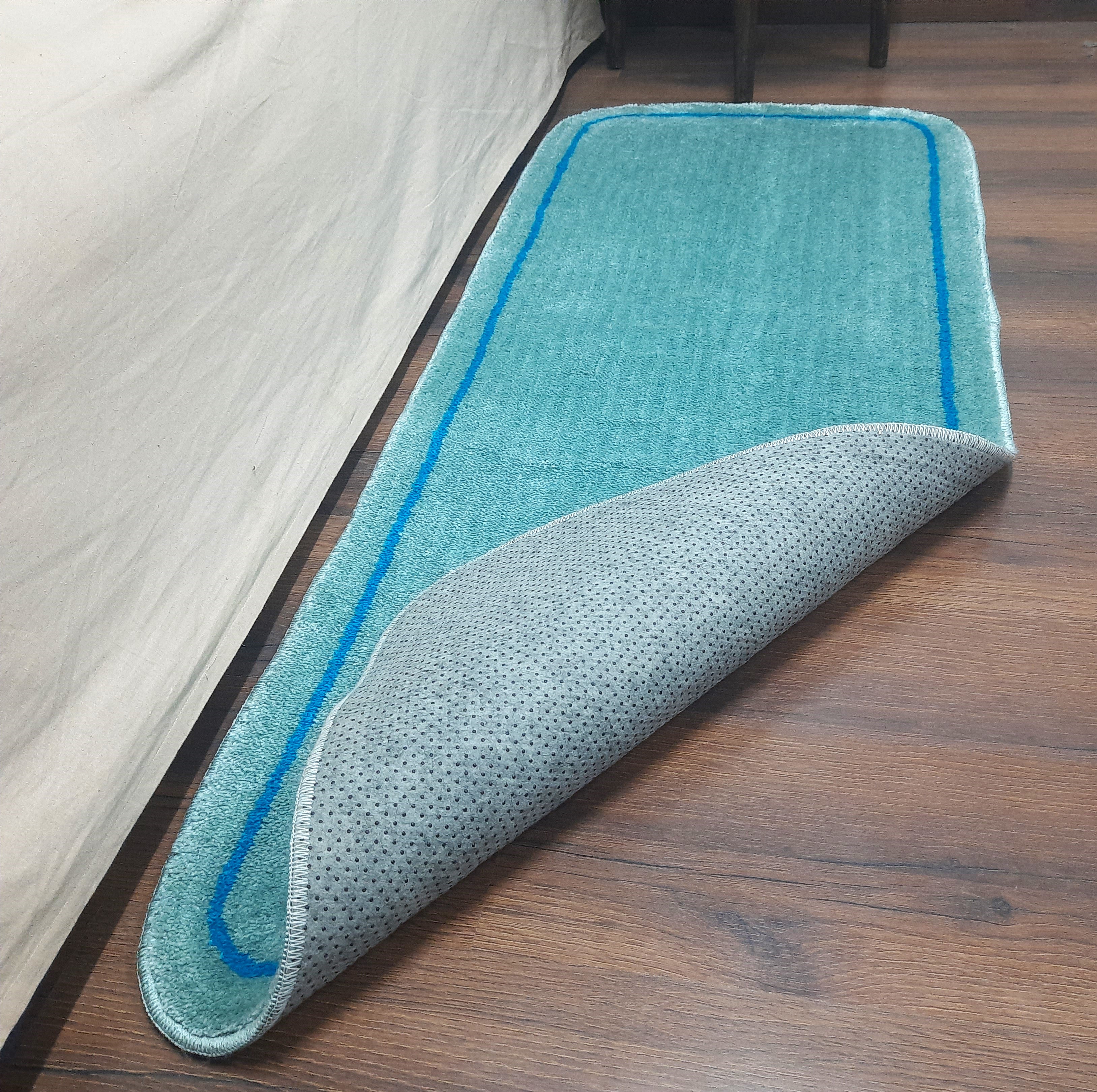 Avioni Home | Aqua Blue Oasis Microfiber Runner | Luxuriously Soft, Stylish | 55 x 140 cm |12.5mm thickness