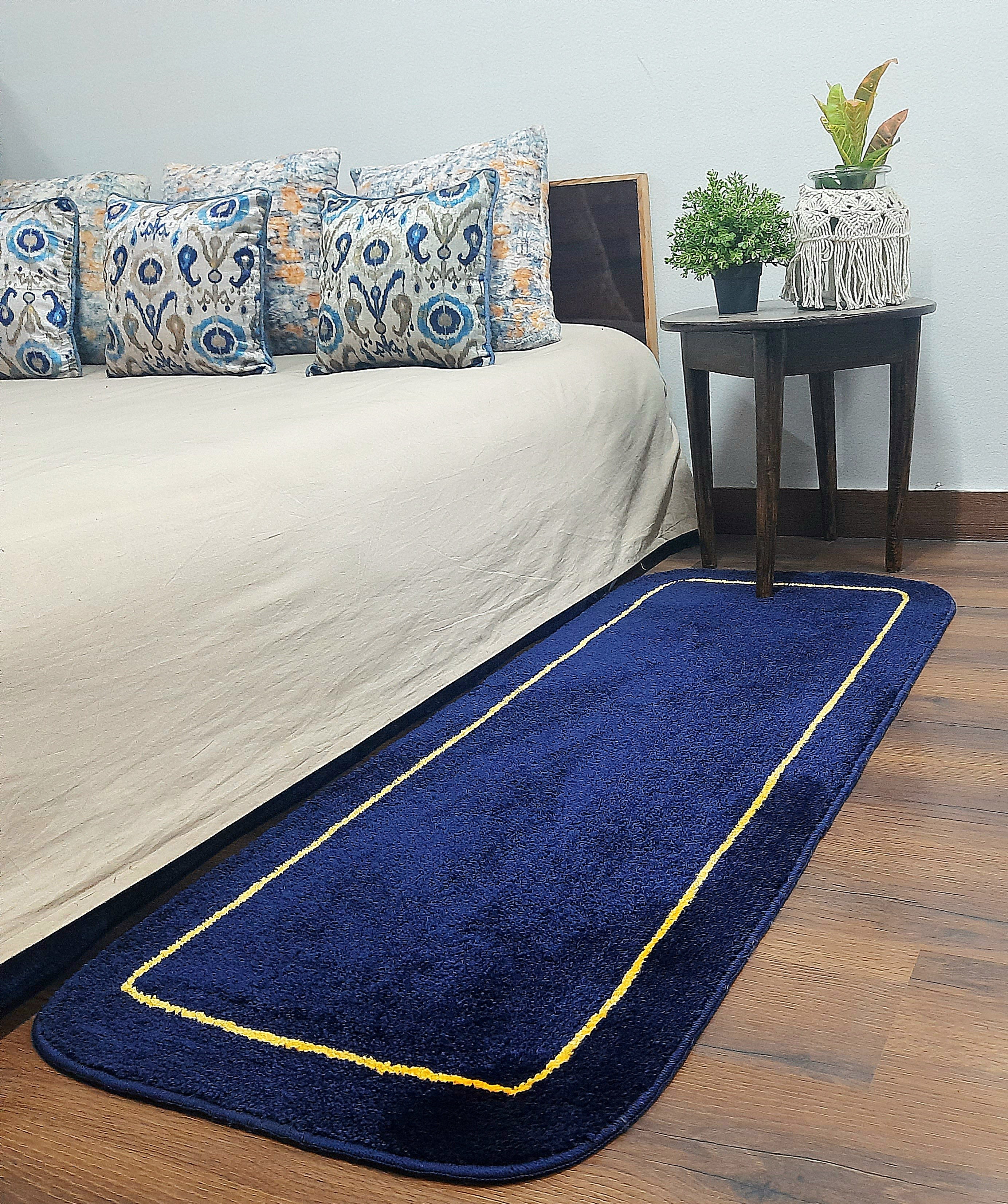 Avioni Home | Navy Elegance Microfiber Runner | Luxuriously Soft, Stylish | 55 x 140 cm | 12.5mm thickness