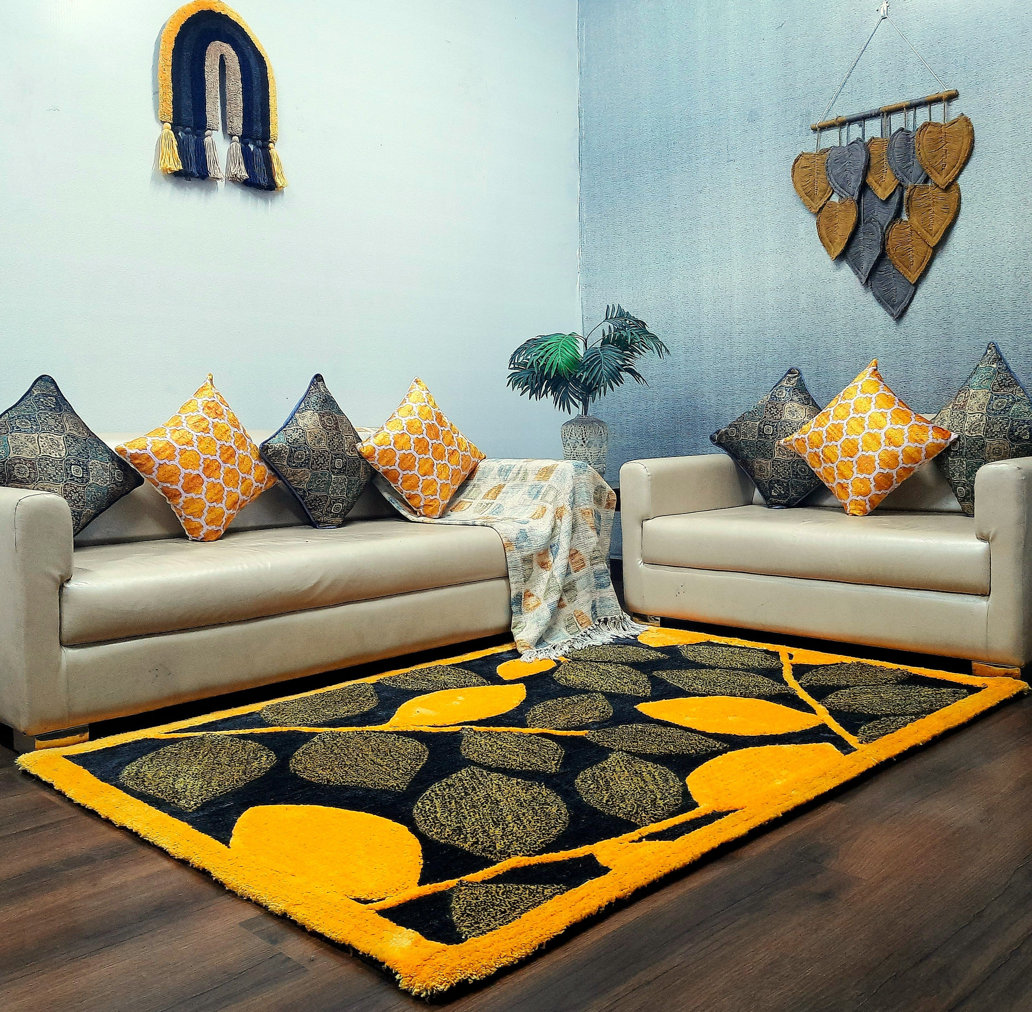 Avioni Luxury 3D Floral Collection- Multi Color 3D Leaf Design Tufted Soft Plush Carpet | Different Sizes | Carpet for Living Room