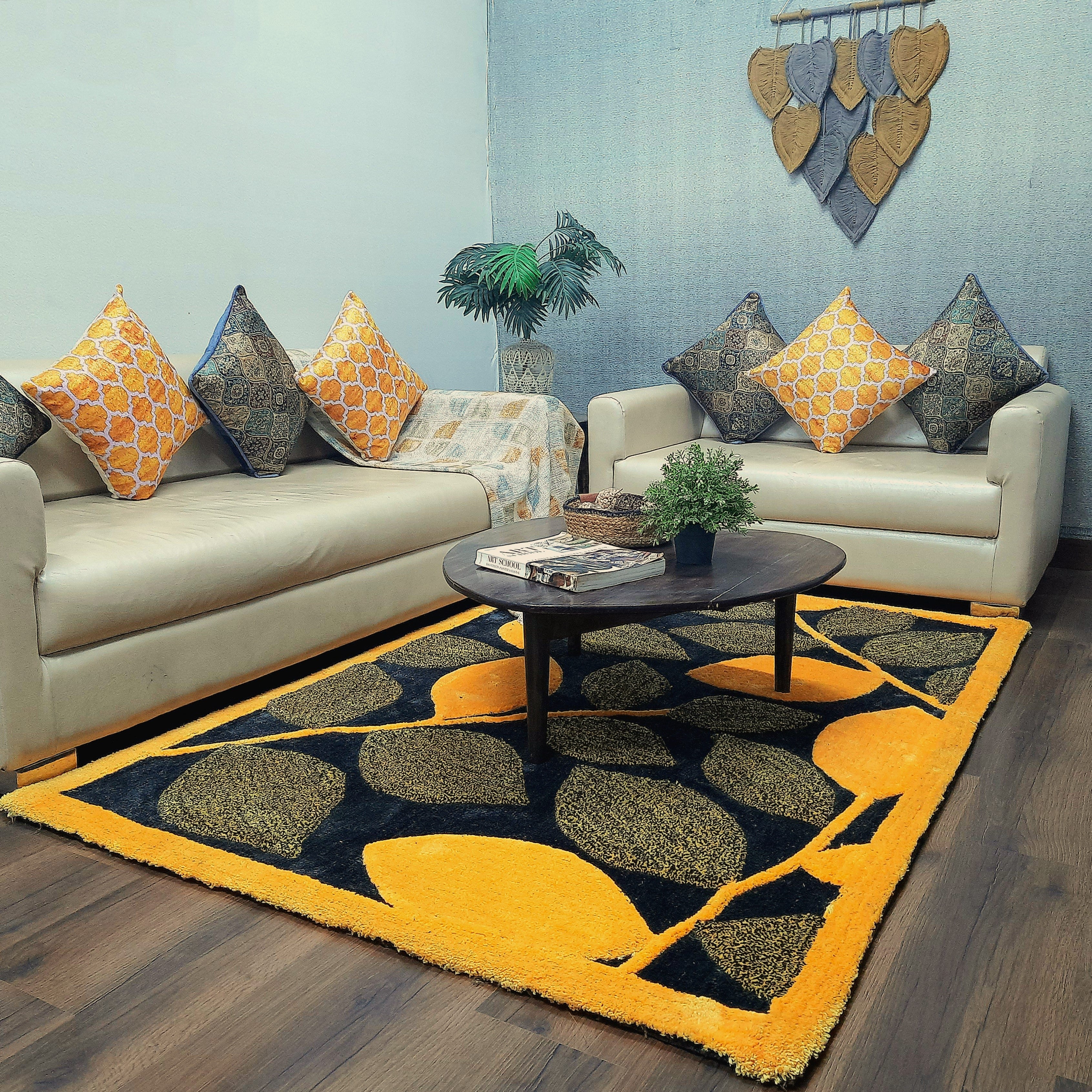 Avioni Luxury 3D Floral Collection- Multi Color 3D Leaf Design Tufted Soft Plush Carpet | Different Sizes | Carpet for Living Room