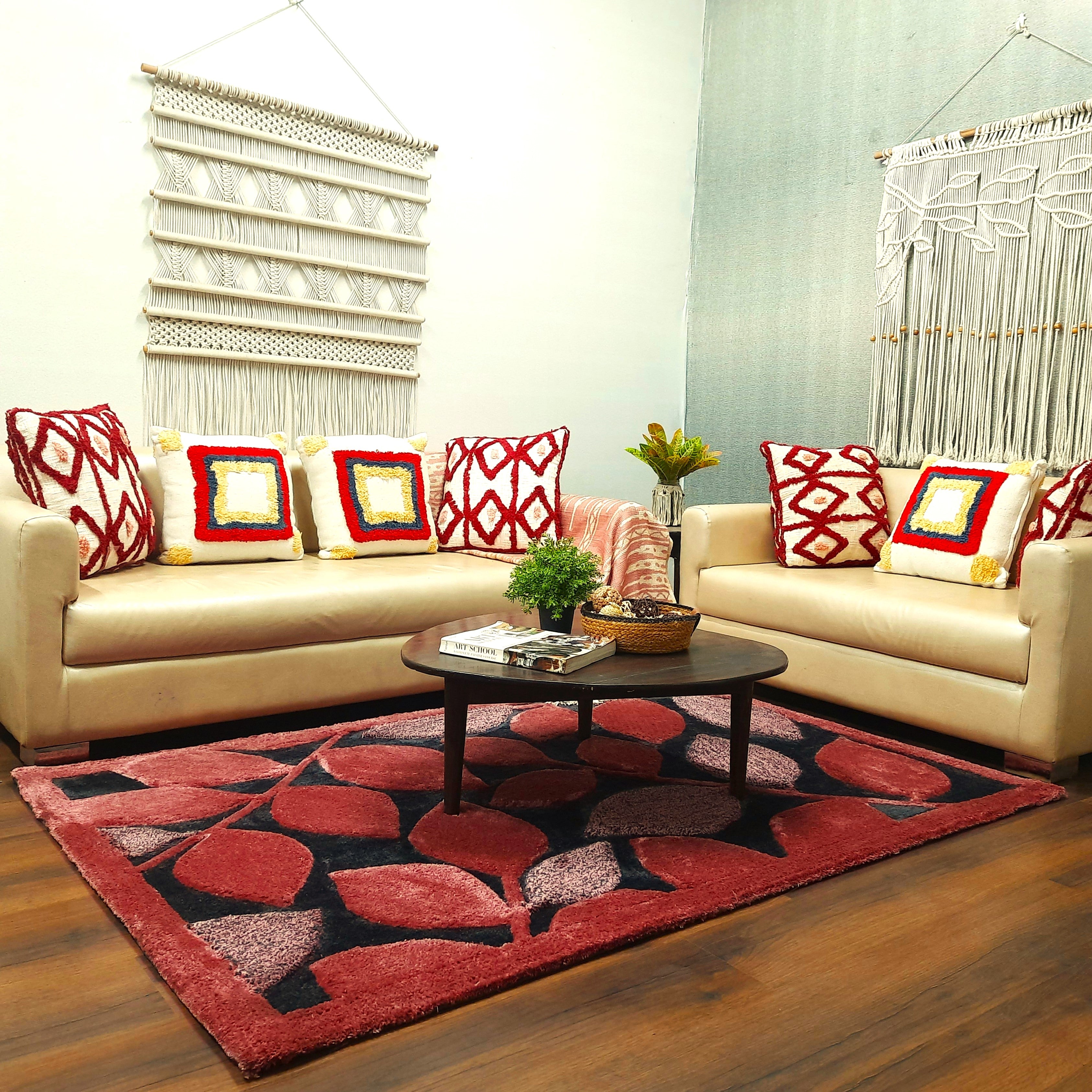 Avioni Luxury 3D Floral Collection- Multi Color 3D Leaf Design Tufted Soft Plush Carpet | Different Sizes | Carpet for Living Room