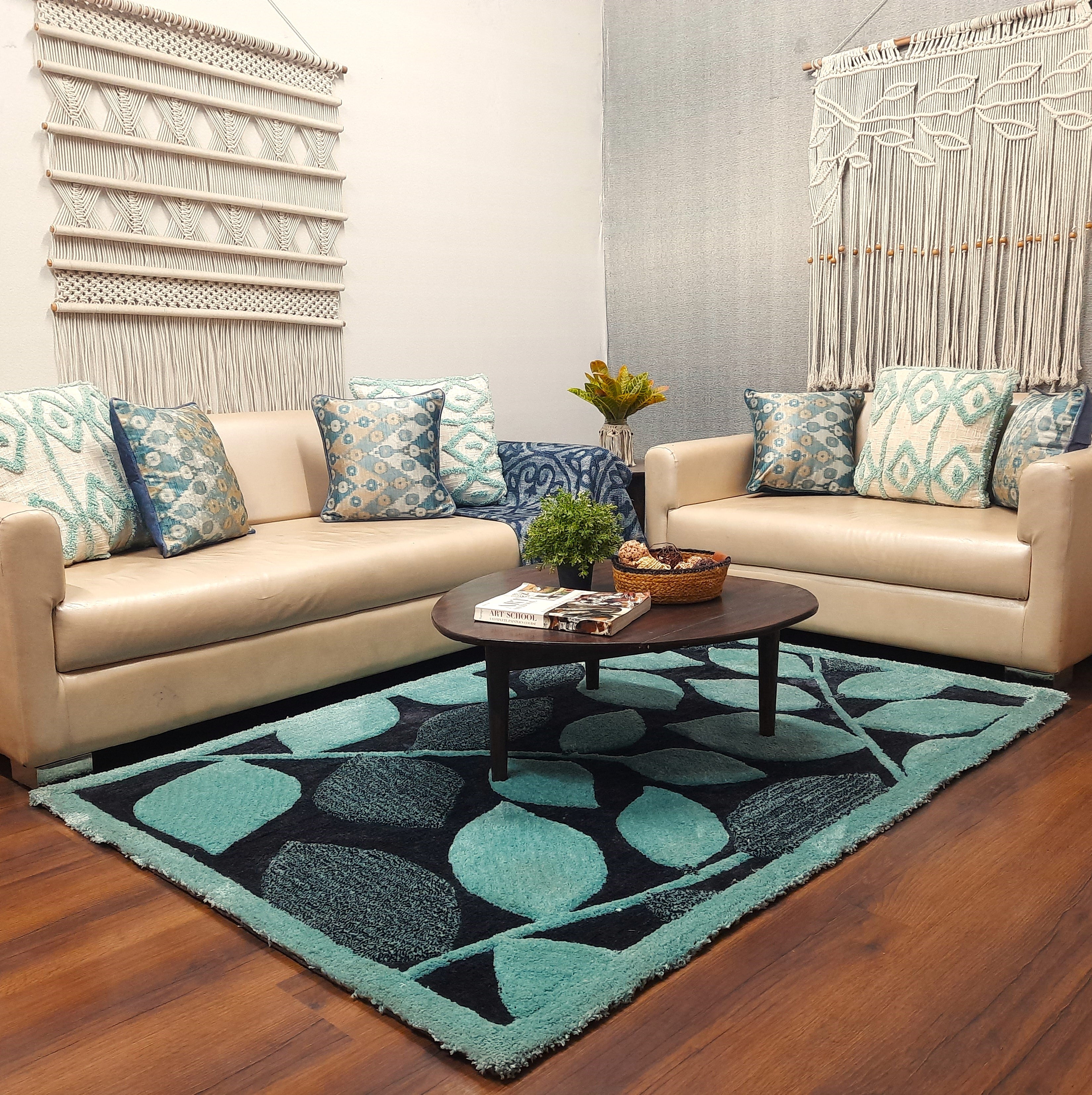 Avioni Luxury 3D Floral Collection- Multi Color 3D Leaf Design Tufted Soft Plush Carpet | Different Sizes | Carpet for Living Room