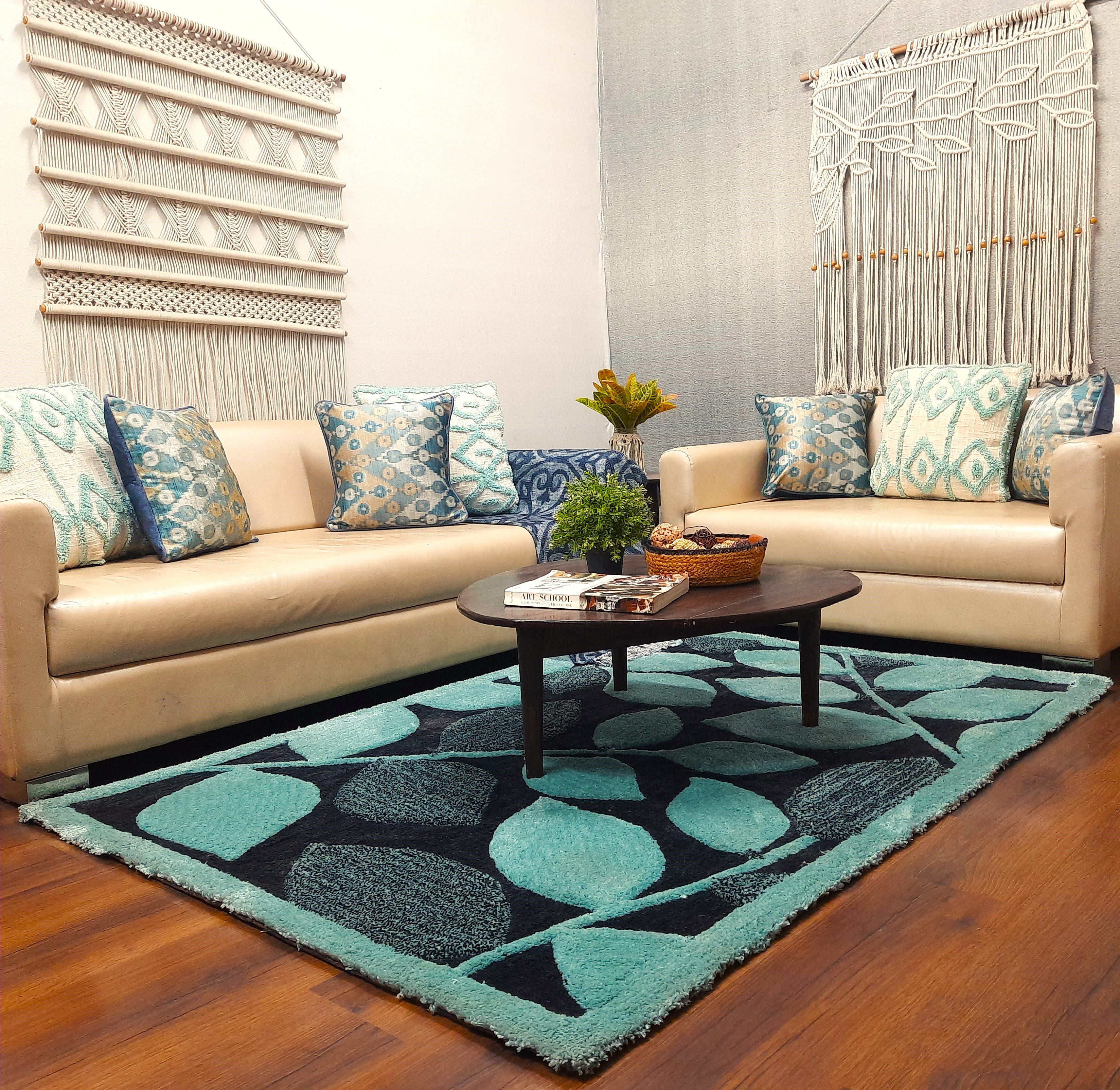 Avioni Luxury 3D Floral Collection- Multi Color 3D Leaf Design Tufted Soft Plush Carpet | Different Sizes | Carpet for Living Room