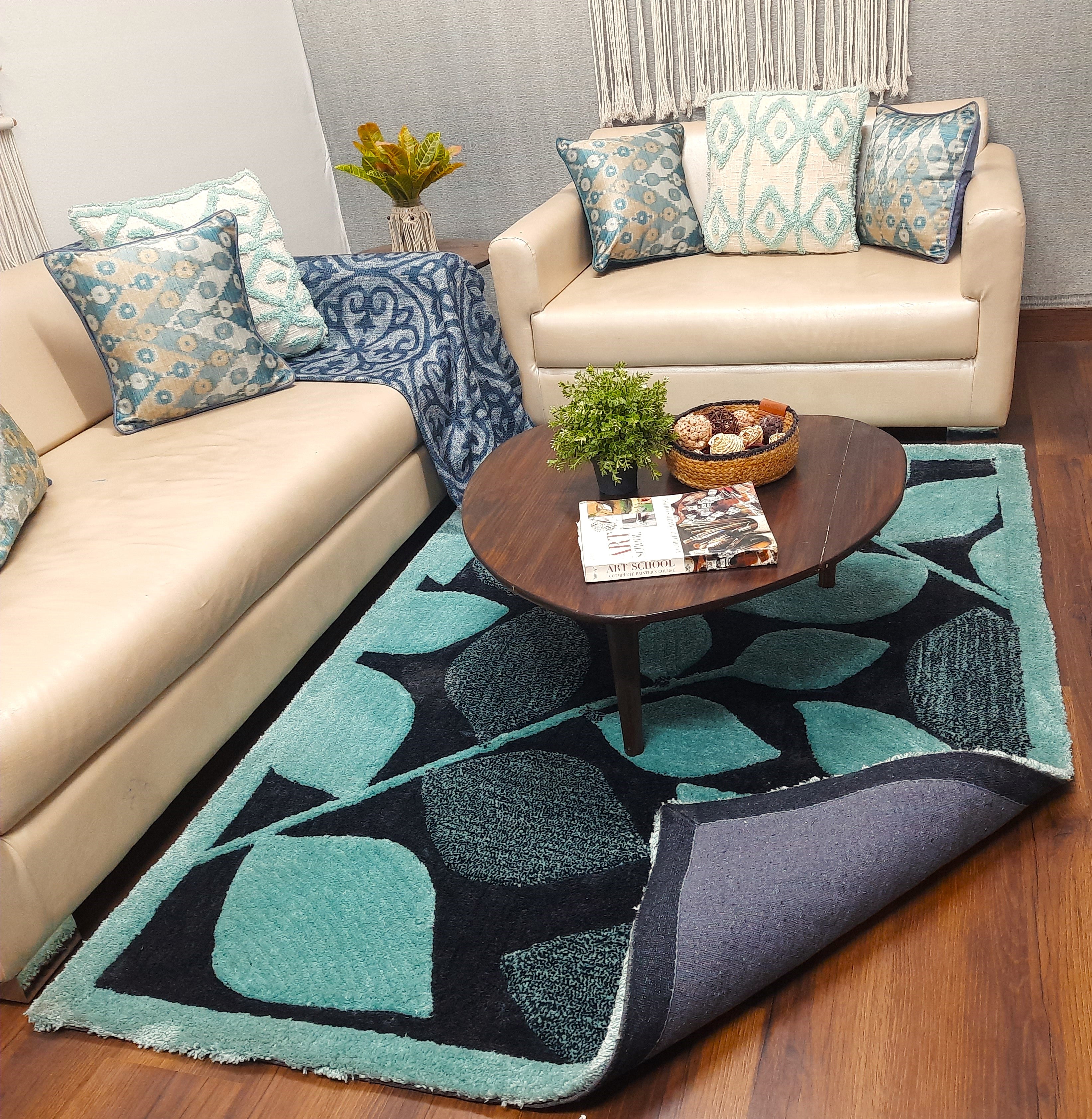 Avioni Luxury 3D Floral Collection- Multi Color 3D Leaf Design Tufted Soft Plush Carpet | Different Sizes | Carpet for Living Room