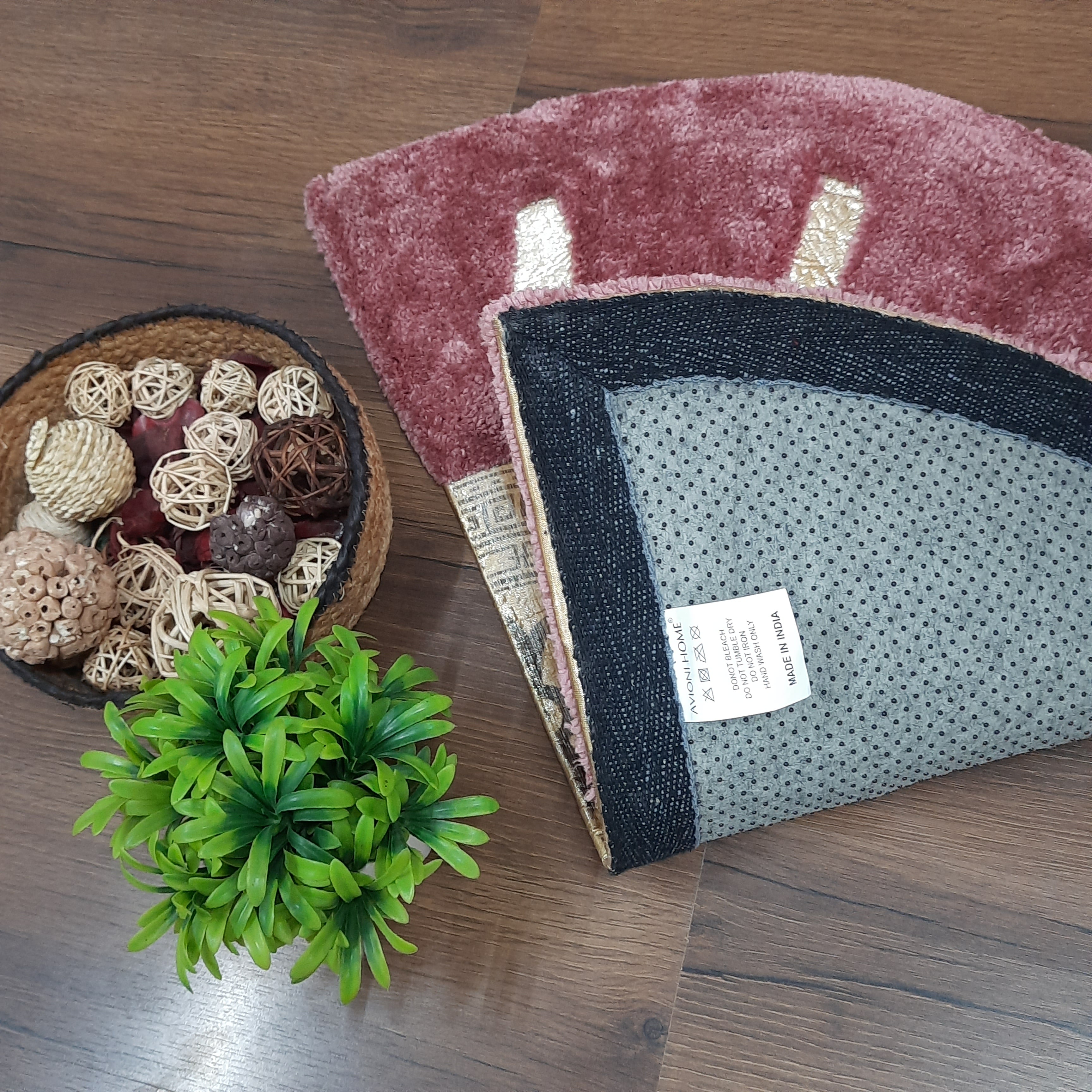 Avioni Divine Collection | Luxury Golden/Silver Touch Tufted Rug In Brightening Sun Soft And Plush Handmade Door Mats | Pooja Mats | BathMats -45 cms x 75 cms