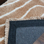 Handloom Shaggy Beige Carpet With White Wave Design /Bedside Runners by Avioni Home