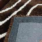 Handloom Shaggy Coffee Carpet With White Wave Design /Bedside Runners by Avioni Home