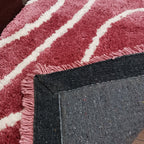 Plush Soft Washable Shaggy Carpet in Wine Color With White Wave Design /Bedside Runners by Avioni Home