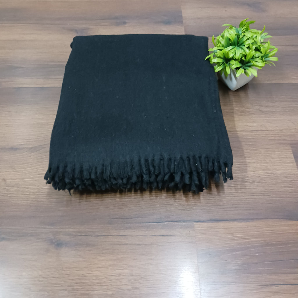 Blanket Combo – Wool Blankets Black With Fringes On Borders- set of 5 blankets – MSF-150cm x 225cm (~60" X 90")