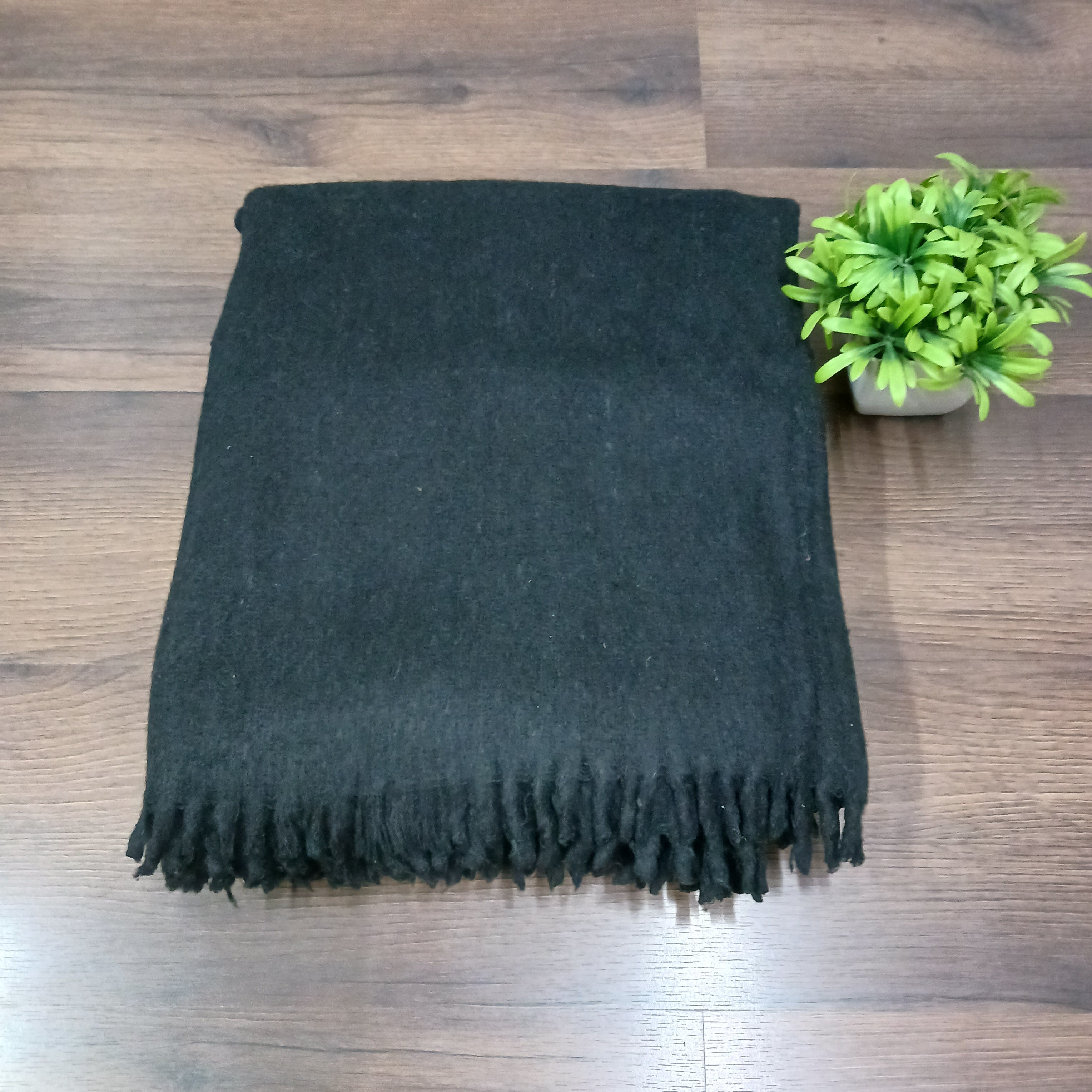 Blanket Combo – Wool Blankets Black With Fringes On Borders- set of 5 blankets – MSF-150cm x 225cm (~60" X 90")