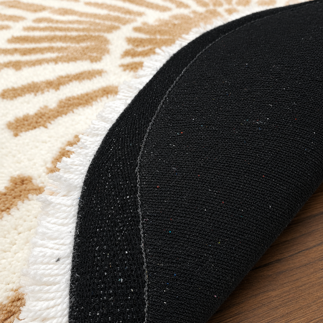 Avioni Home Atlas Collection - Moroccan Style Microfiber Round Carpet In Beige & White| Soft, Non-Slip, Easy to Clean
