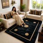 Avioni Divine Collection | Luxury Golden Touch With Black Soft And Plush Living Room Rugs | Different Sizes | Carpet for Living Room