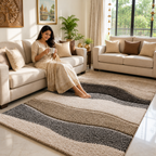 Avioni Atlas Collection- Micro Brown Waves Carpets In Different Colours-Different Sizes