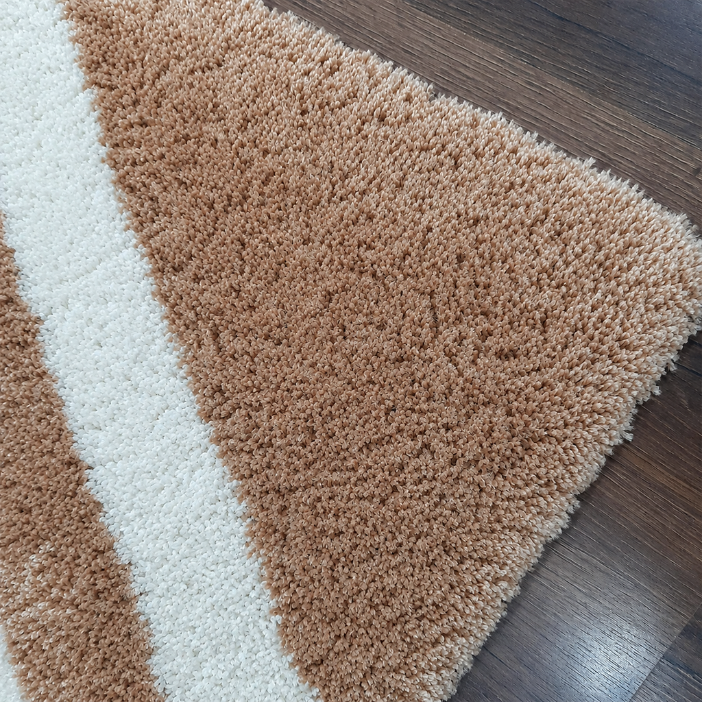 Avioni Home Atlas Collection - Moroccan Style Microfiber Carpet In Beige and White | Soft, Non-Slip, Easy to Clean