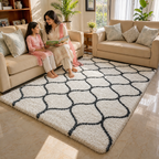Avioni Atlas Collection- Micro Moroccan Lattice Carpets In Cream And Gray-Different Sizes