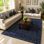 Avioni Home Atlas Collection - Moroccan Style Microfiber Carpet In Blue & White| Soft, Non-Slip, Easy to Clean