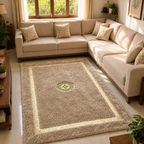 Avioni Divine Collection | Luxury Golden Touch With Beige/Brown Soft And Plush Handmade Living Room Rugs | Different Sizes | Carpet for Living Room