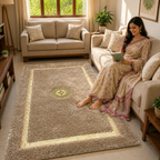 Avioni Divine Collection | Luxury Golden Touch With Beige/Brown Soft And Plush Handmade Living Room Rugs | Different Sizes | Carpet for Living Room