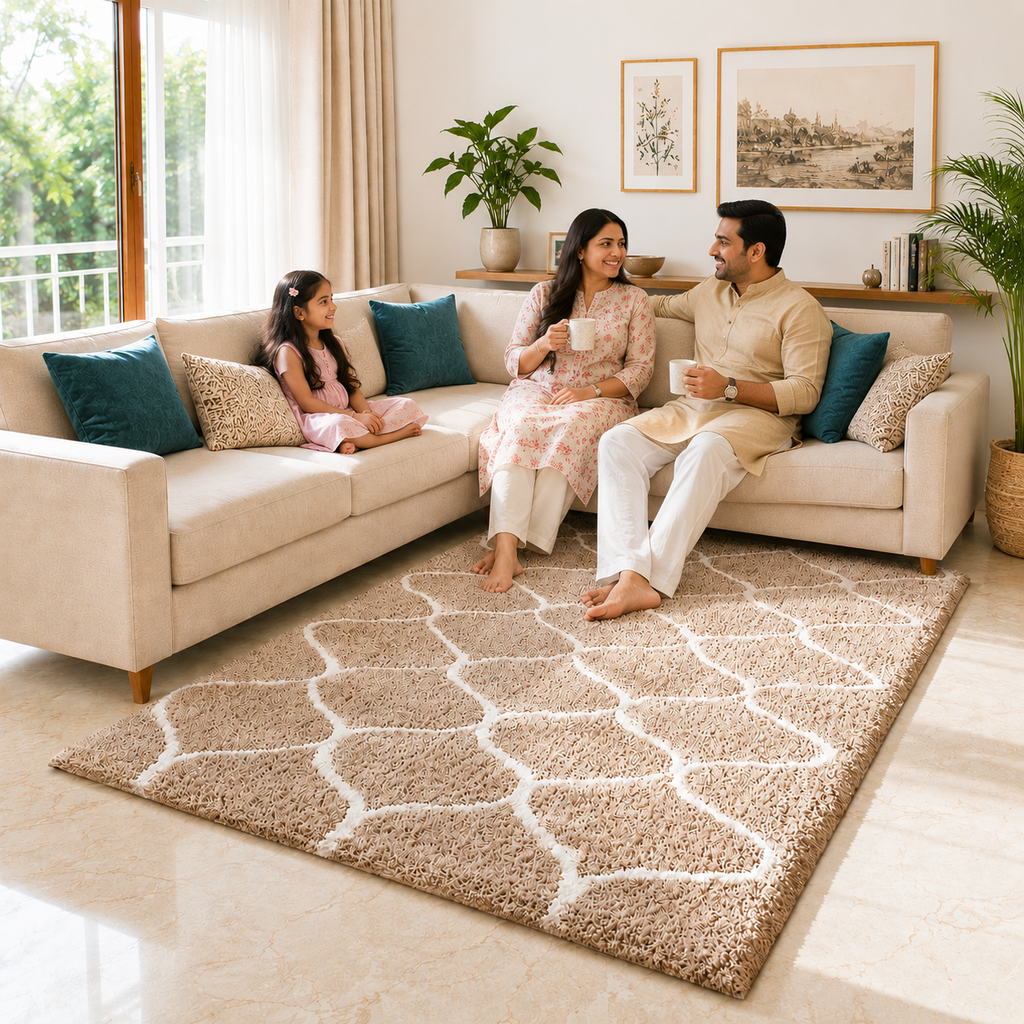 Avioni Atlas Collection- Micro Beige Moroccon Design Carpet -Different Sizes