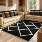 Avioni Home Atlas Collection - Modern Style Carpet In Black and White | Soft, Non-Slip, Easy to Clean
