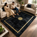Avioni Divine Collection | Luxury Golden Touch With Black  Soft And Plush Handmade Living Room Rugs | Different Sizes | Carpet for Living Room