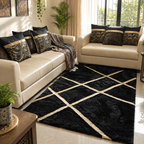Avioni Divine Collection | Luxury Golden Touch With Black Cross Soft And Plush Handmade Living Room Rugs | Different Sizes | Carpet for Living Room