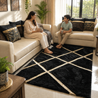 Avioni Divine Collection | Luxury Golden Touch With Black Cross Soft And Plush Handmade Living Room Rugs | Different Sizes | Carpet for Living Room