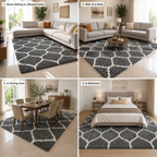 Avioni Atlas Collection- Micro Dark Gray Moroccon Design Carpet -Different Sizes