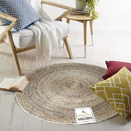 Avioni Braided Natural Jute Ecofriendly Carpet Round-Boho Collection -premium Look-Multiple Sizes