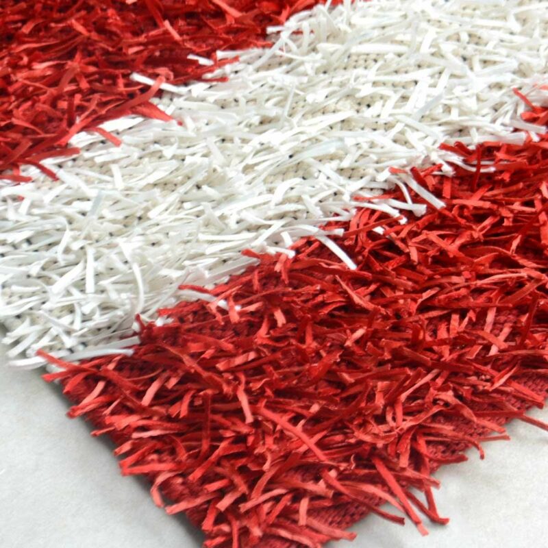 Diwali Special Pooja Mat/ Bed Side Runner /Shaggy Rugs (56 cm X 140 cm) Red And White By Avioni