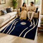 Avioni Divine Collection | Luxury Golden Touch With Blue Cross Design Soft And Plush Handmade Living Room Rugs | Different Sizes | Carpet for Living Room