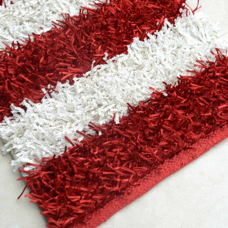 Diwali Special Pooja Mat/ Bed Side Runner /Shaggy Rugs (56 cm X 140 cm) Red And White By Avioni