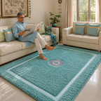 Avioni Divine Collection | Luxury Silver Touch With Aqua Soft And Plush Handmade Living Room Rugs | Different Sizes | Carpet for Living Room