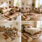 Avioni Home Atlas Collection - Plush Soft Washable Carpet with Retro Wave Design in Multi Color| Soft, Easy to Clean