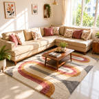 Avioni Home Atlas Collection - Plush Soft Washable Carpet with Retro Wave Design in Multi Color| Soft, Easy to Clean